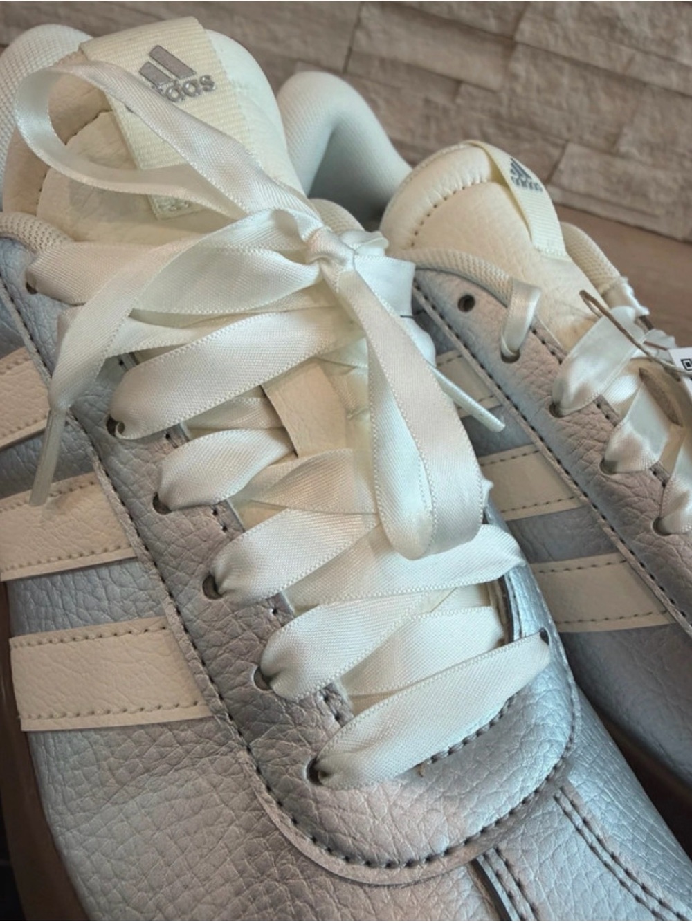 Adidas Women’s Metallic Silver Leather Sneakers